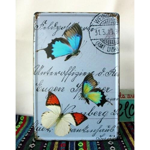 50pcs/lot Metal Sign shabby chic Butterfly Vintage tin signs wedding decor home bar cafe Pub wall decor Z-04