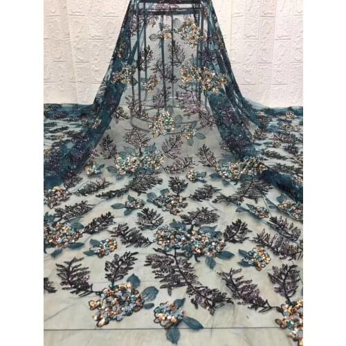 African Sequined Lace Fabric 2021 High Quality Lace French Mesh Embroidery Fabric Nigeria Wedding Lace Fabric FJ41111