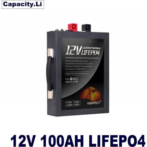 Capacity 12V lifepo4 100AH large capacity rechargeable battery pack with cigarette lighter for Solar RV battery boat engine