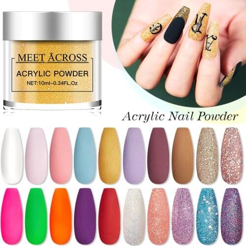 MEET ACROSS Acrylic Powder Manicure For Nail Polish Crystal Powder 3D Nail Art Tips Set Kit Professional Nail Accessories