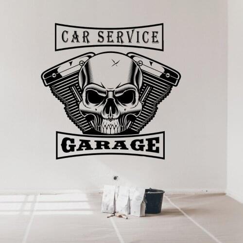 Car Service Garage Skeleton Skull Wall Sticker Car Service Garage Workshop Wall Art Decoration A001419