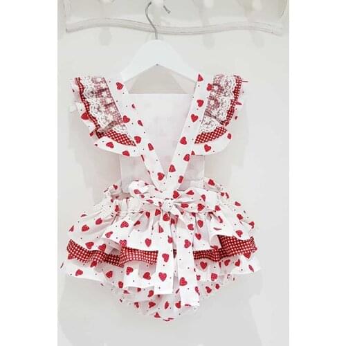 FOCUSNORM Valentines Day Infant Baby Girls Bodysuits Headband 2pcs Heart Print Ruffles Short Sleeve Backless Jumpsuits