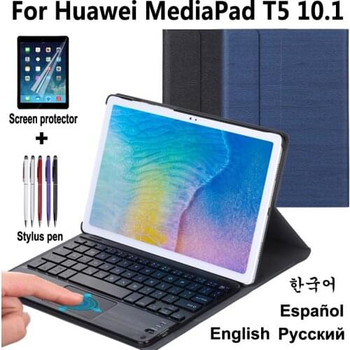For Huawei MediaPad T5 10.1 Keyboard Case AGS2-W09 AGS2-W19 AGS2-L09 Touchpad Bluetooth Keyboard case Cover