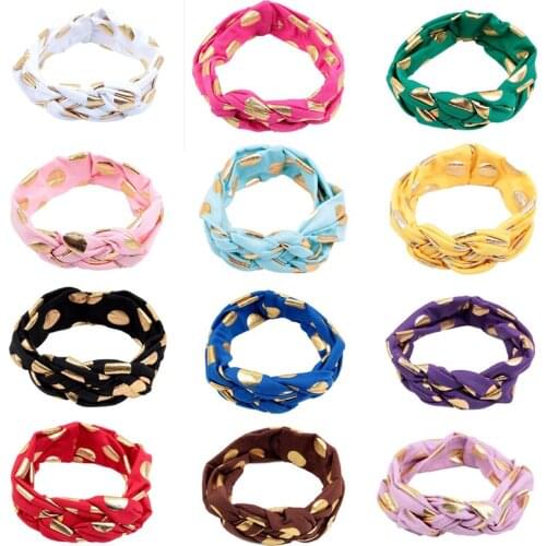 Elastic Baby Hair Accessories Twist Knot Cross Baby Girl Headbands Cute Gold Dot Baby Turban Headband Baby Hairband