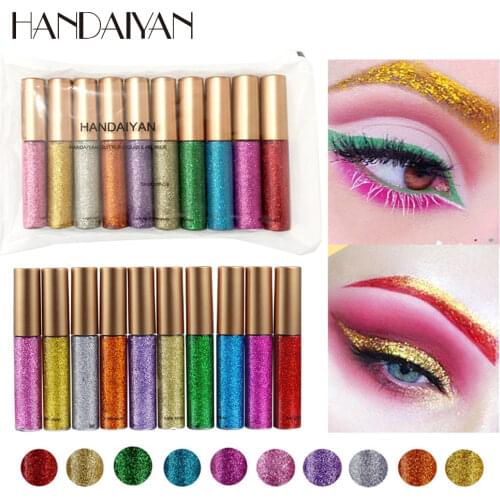 HANDAIYAN 10 Colors/kit Glitter Eyeliner Makeup Color Shine Eye Liner Pencil Liquid Diamond Sparkle Pen White Eyeliner Glow Pen
