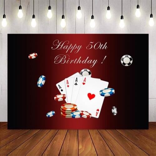 Happy 50th birthday party backdrop chips fabulous dark red background for photo studio portrait fifty birthday backdrops
