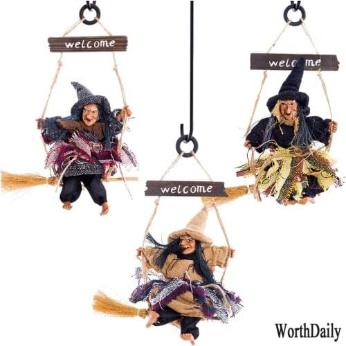 Halloween Witch Broom Door Hanging Party Scene Decoration Pendant Flying Witch Pendant Festival Bar Halloween Decoration New