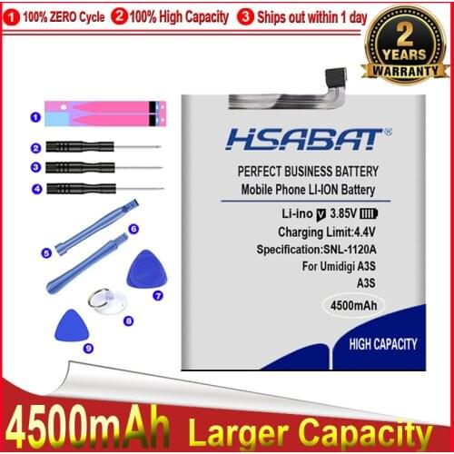 HSABAT 0 Cycle 4500mAh Battery for UMI Umidigi A3S High Quality Mobile Phone Replacement Accumulator