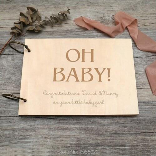 Personalised Rustic Wooden Unique baby shower Photo Album,wedding guest book,Self-adhesive DIY Scrapbooking,babyshower gift