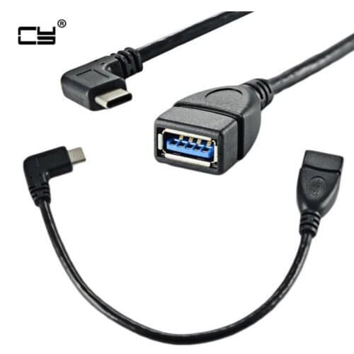 USB3.1 Type-C male to USB3.0 Type-A female 90 Degree Right Angled USB-C crooked short data OTG cable bent converter 20cm