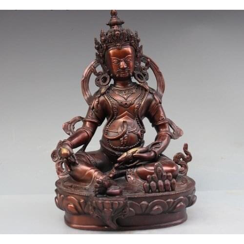 China Buddhism Bronze Copper Yellow Jambhala Mammon God of Wealth Buddha Statue
