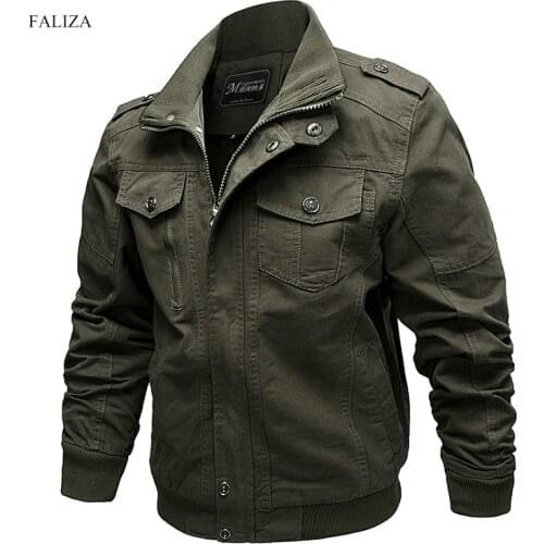 FALIZA New Spring Autumn Mens Jackets Military Army Outerwear Mens Coats Bomber Jackets Mens Clothing Plus Size 6XL JK133