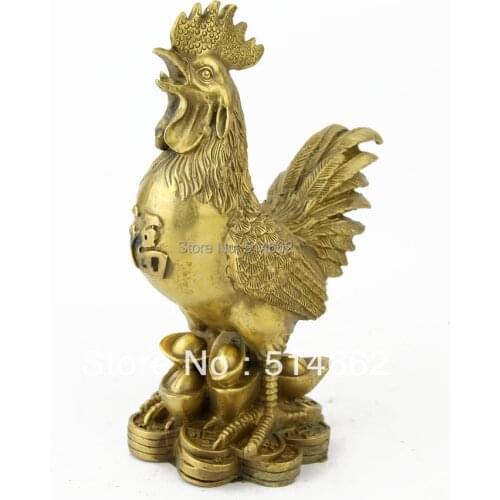 FengShui Brass Fu Rooster STATUES