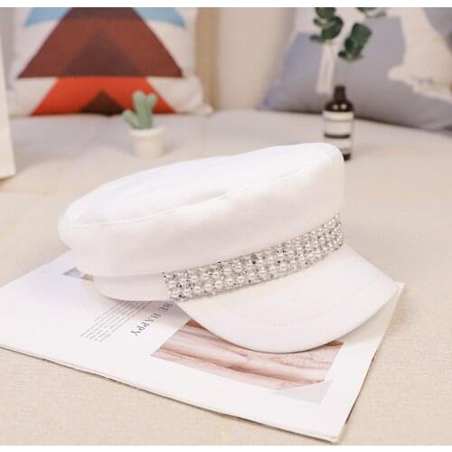 Fashion PU Leather Military Hat Autumn Sailor Hat For Women Men Black Grey flat top Female travel cadet hat Captain Cap Berets