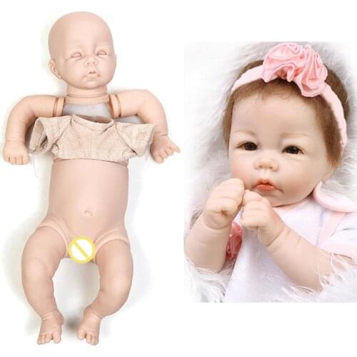 Half silicone body reborn dolls kits and cloth body DIY unpainted doll parts gentle touch Babies Bebe Doll Kit Mould Accessories