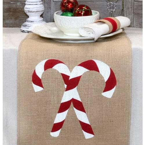 Burlap Table Runner Christmas Family Dinner BBQ Merry Xmas Holiday party centerpiece rustic farm Birthday decoration supplies