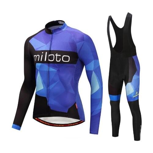 New Miloto Mens Winter Fleece Bicycle Jersey Kits Road Long Sleeve MTB Race Cut Cycling Fleece Warm Jerseys Clothing Quick Dry