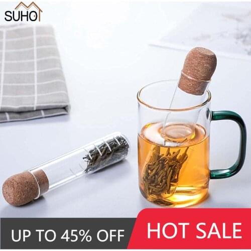 New Universal Glass Tea Filter Strainer Cork Glass Bottle Transparent Glass Tea Strainer Infuser Bulk Tea Strainer Brewing