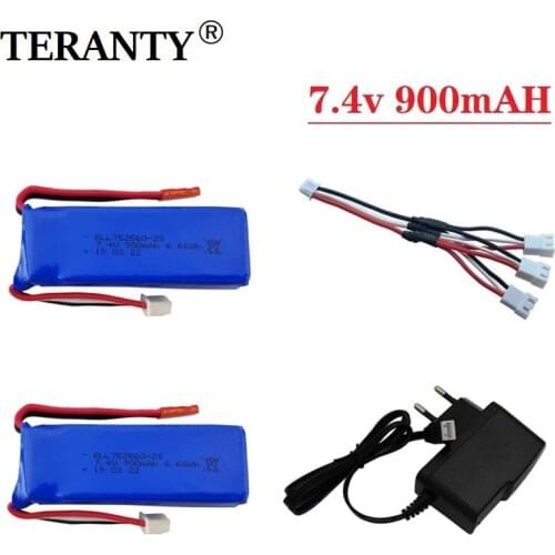 Original 7.4V 900mAh Lipo Battery and charger For XK X520 XK X420 RC Quadcopter Helicopter Spare Parts for 7.4v Drone battery