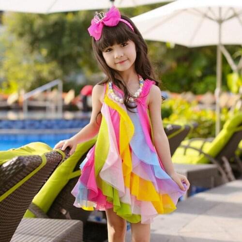 2020 Beach Girls Dress Summer Baby Girl Dress Child Sleeveless Birthday Party Princess Kids Dresses For Girls JW1641