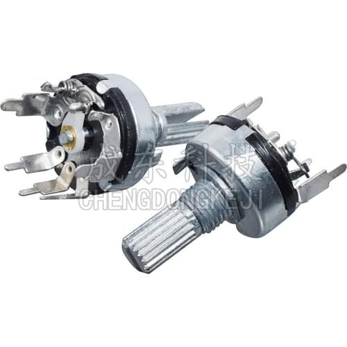 5PCS RV17 with switch potentiometer B10K20K50K handle length 15mm diameter 17MM 5pin 10K 20K 50K