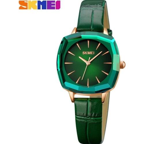 SKMEI Rhombus Design 31MM Dial Simple Quartz Women Watch Leather Ladies Wristwatch Waterproof Clock Relogio Feminino