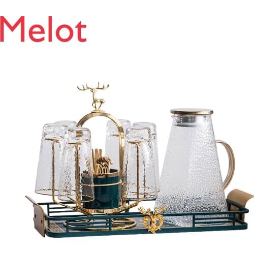 Light Luxury Afternoon Tea Set Water Utensils Set Home Living Room Nordic Glass Heating Fruit Teapot Scented Cup Upscale Taste