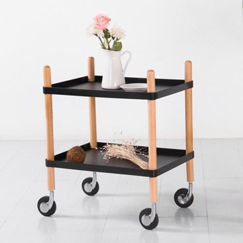 Kitchen Islands Trolleys Kitchen Furniture Home Furniture Plastic+Solid Wood Shelf Trolley Cart Kitchen Cart table