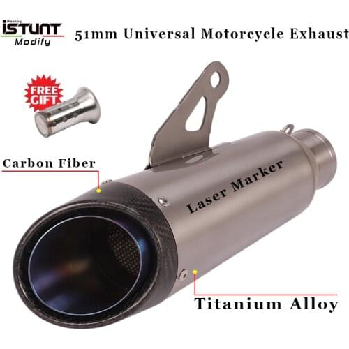 Titanium Alloy 51mm Universal motorcycle exhaust muffler escape moto DB killer for Z900 GSXR750 CB400 z650 duke rc390 S1000rr