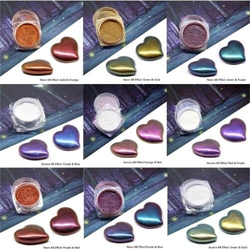 U90E 9 Color Resin Chameleons Pigment Mirror Rainbow Pearl Powder Colorant Epoxy Resin Glitter Resin Jewelry Making Kit