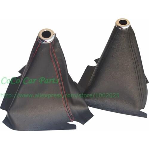 Leather Look Gear Shift Knob Boot Red/Black Stitching Racing Car Gear Shift Collars Universal
