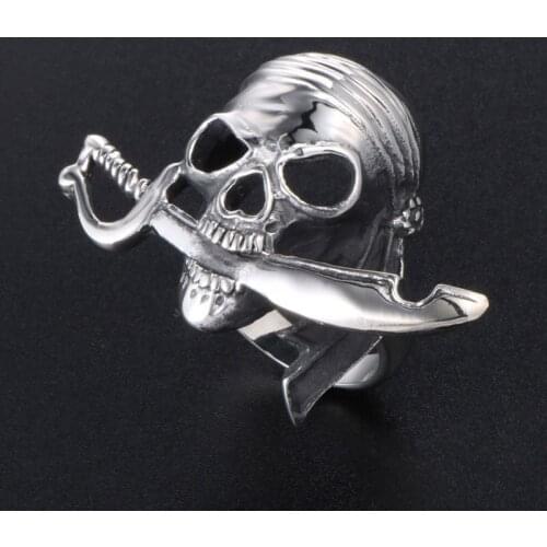 Punk style jewelry Ring Stainless Steel Men Skull bite knife jewelry accessories Jewellery for men punk Hip hop geometric rings