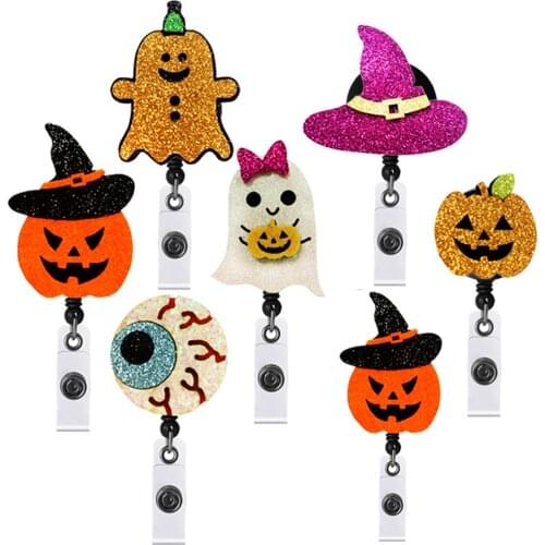 6 Patterns Fashion Creative Halloween Serises Retractable Nurse Badge Reel Clip Badge Holder Students Doctor ID Card Holder