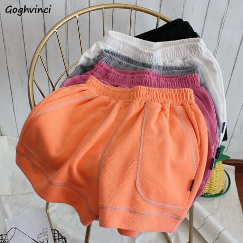 Women Shorts Design Panelled Bright Line Decoration Wide Leg Elastic Waist Bottom Summer All-match Outwear Students Trousers Ins