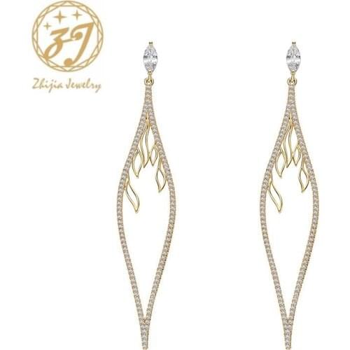 Zhijia Hot Sale Gold Sliver Rhinestone Party Earring Geometric Earrings for Women gifts Fashion Accessories