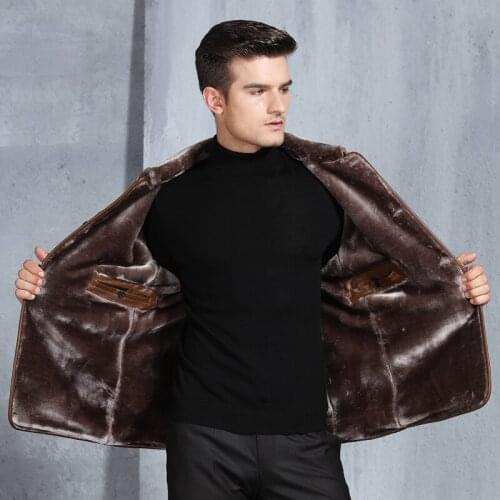 2020 Winter Mens Fur Faux Fur Coats Thick Velvet Mens Overcoat Streewear Mens Faux Fur Leather Jackets Velvet