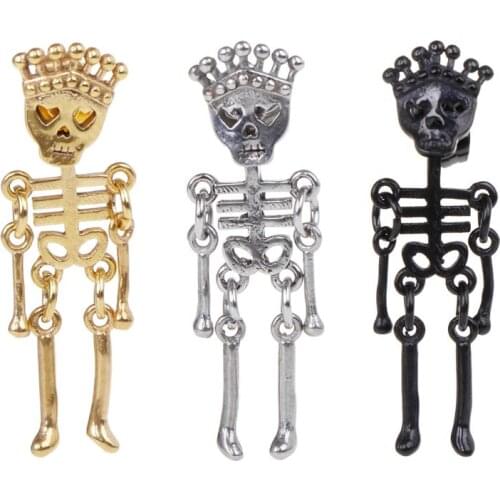 1pc New Design Punk Earrings Skull Skeleton Man Women Jewelry Charms Personality Hollow Vintage Fashion Creative Hip Hop N2UE