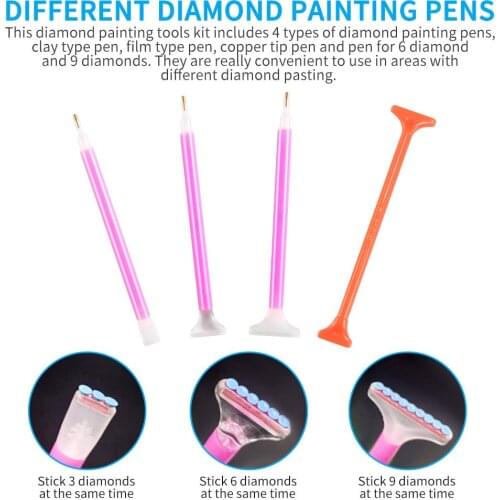 101pcs Multi-Function DIY Diamond Painting Tools Stitch Kits Embroidery Painting Accessories Point Sticking Drill Pen Tools Set