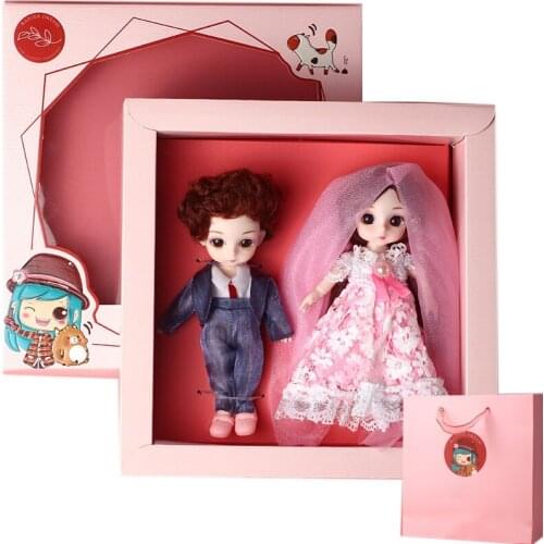 2 Pcs 16cm Mini Baby Doll Set 13 Moveable Jointed Dolls Christmas Gift for Childrens Toy