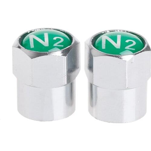 2Pcs/Set Chrome Car Auto TPMS Valve Stem Caps N2 Nitrogen Tire Insert Cover
