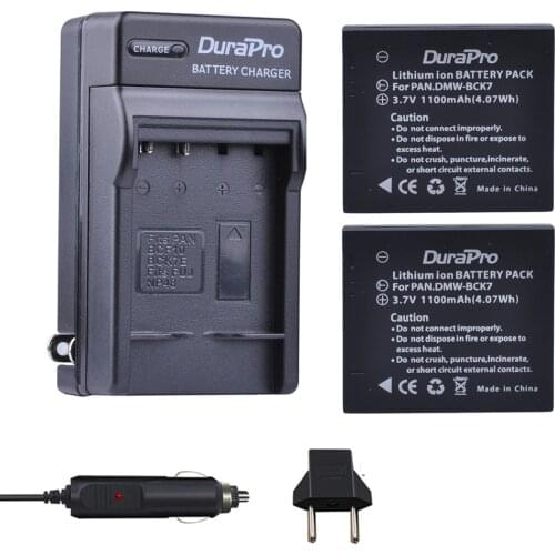 2pc DMW-BCK7 DMW BCK7 3.7V 1100mAH Li-ion Batteria + Car Charger for Panasonic DMC-S1A DMC-S1K DMC-S1N DMC-S1P DMC-S1S Battery