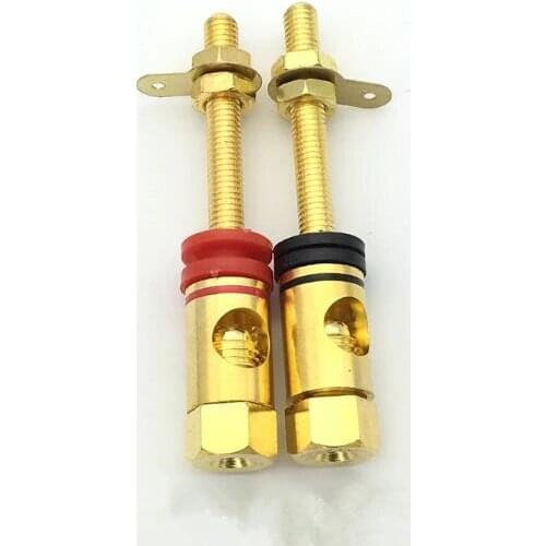 4pcs/lot 4mm Gold Plated Pure Copper Banana Socket Nut Banana Plug Connector Red + Black