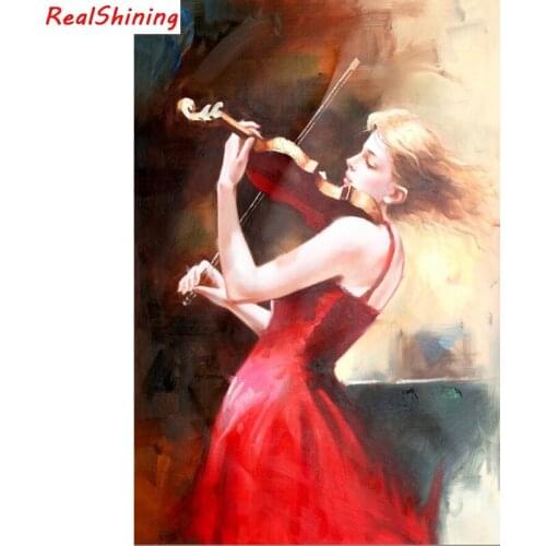 5D Diy Diamond Painting Cross Stitch full Square Diamond Embroidery Watercolor violin girl picture for room Decor H2320