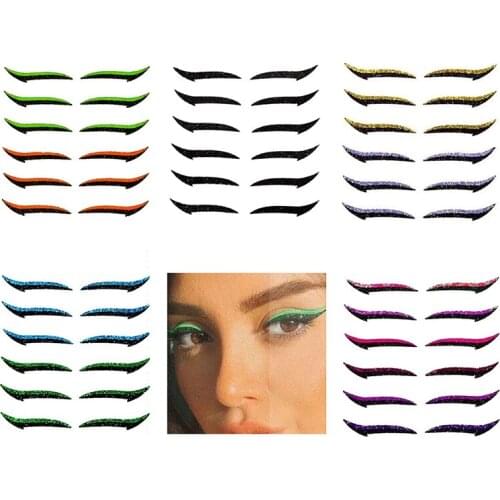 6Pairs/set Waterproof Eyelid Line Stick Reusable Glitter Eyeliner Sticker Double Eyelid Sticke Eye Makeup Self-adhesive Cosmetic