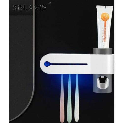 Automatic Toothpaste Dispenser Squeezer Antibacteria Toothbrush Holder Sterilizer UV Light Ultraviolet for Bathroom Accessories