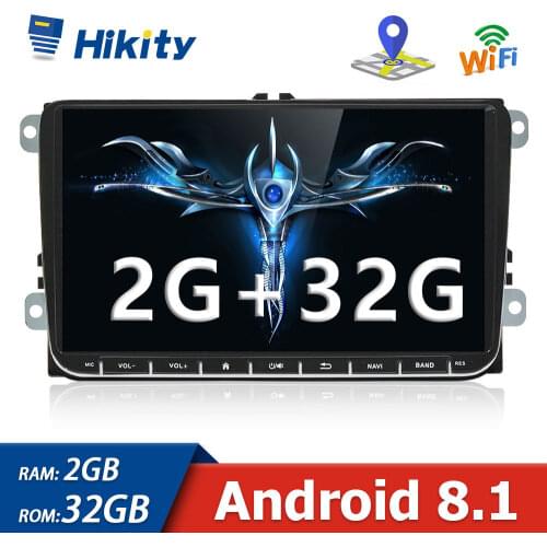 Hikity 2G RAM 2 Din Car Multimedia player HD 9" Android 8.1 Radio Car FM GPS For VW/Volkswagen/Golf/Polo/Tiguan/Passat/Skoda