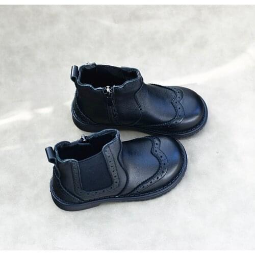 Genuine Leather Boy Riding Boots High-quality Cowhide Children Snow Boots Students Shoes Autumn Girls Shoes 6T 7T