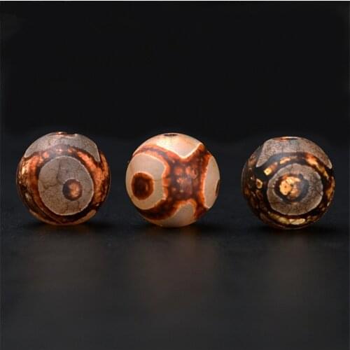 10 PCS 8mm 10mm Tibetan Eyes Dzi Beads, Round Spacer Beads Hole Bead Antiqued Stone Loose Beads For Jewelry Making