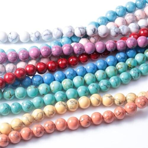 Blue Synthetic Turquoises Beads Round Loose Stone Bead For Jewelry Making DIY Bracelet Necklace Charm 15'' Strands 4/6/8/10/12mm