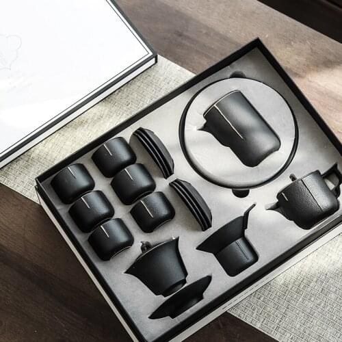 Kung Fu Tea Set Home Japanese Gift Box Full Tablewares Tea Ceremony Creative Teapot Cover Bowl Bardak Seti Tea Service EI80TS